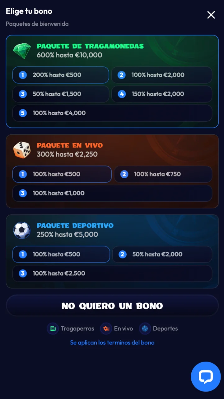 Elegir el bono
