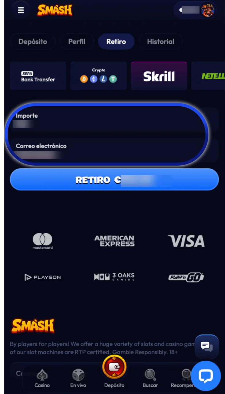 Introducir el importe