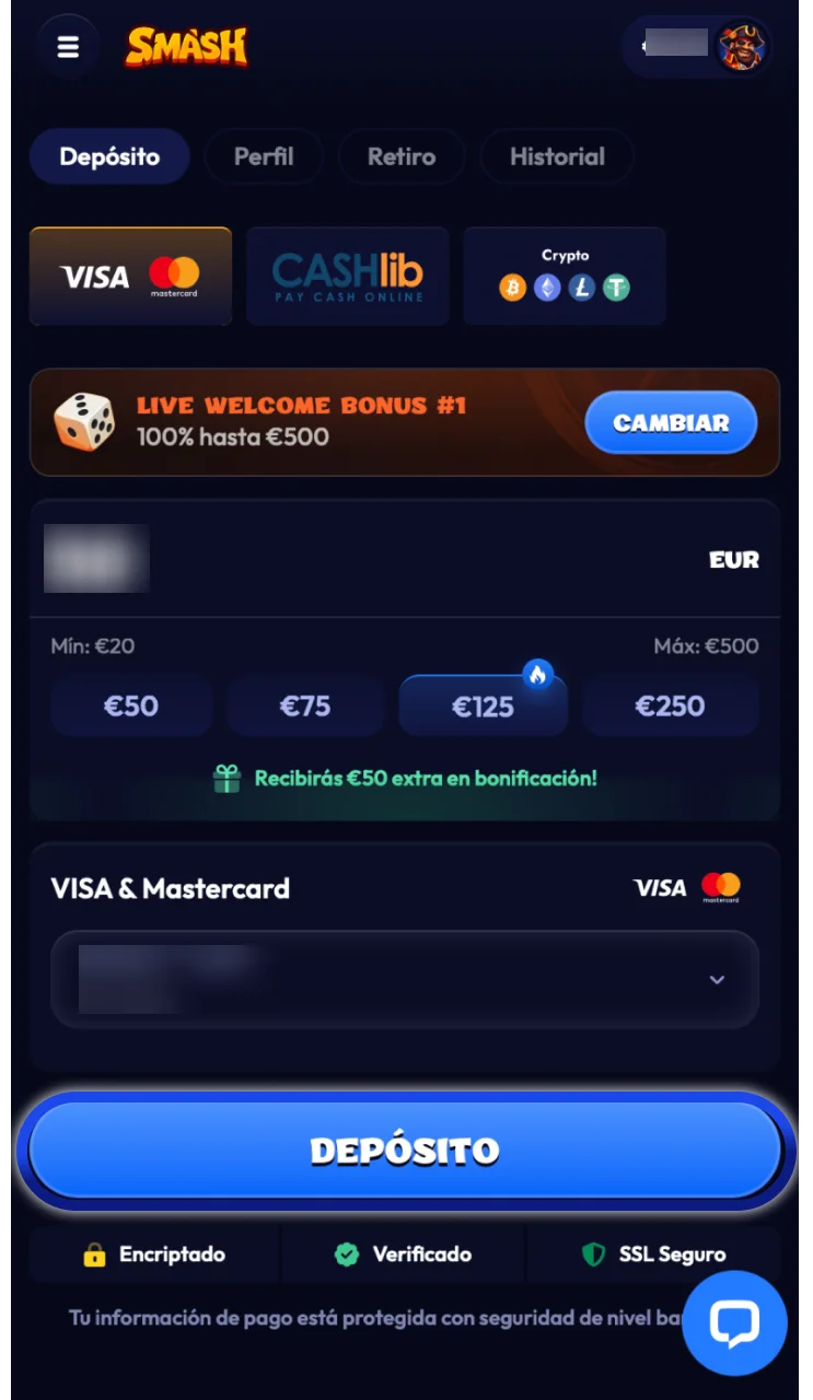 Depositar para activar el bono