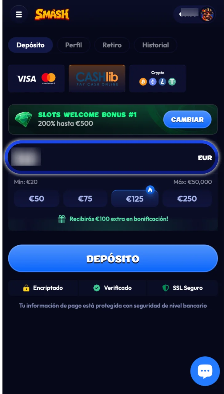 Introducir el importe