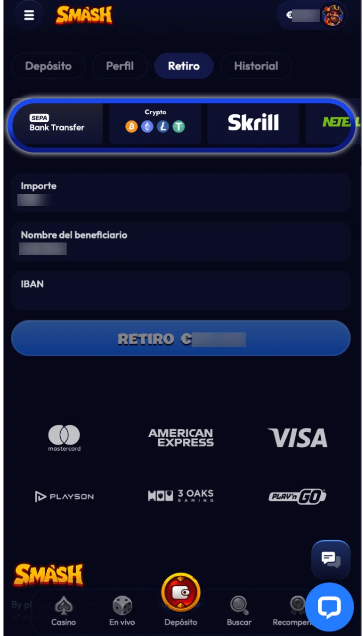 Elegir el método de retirada